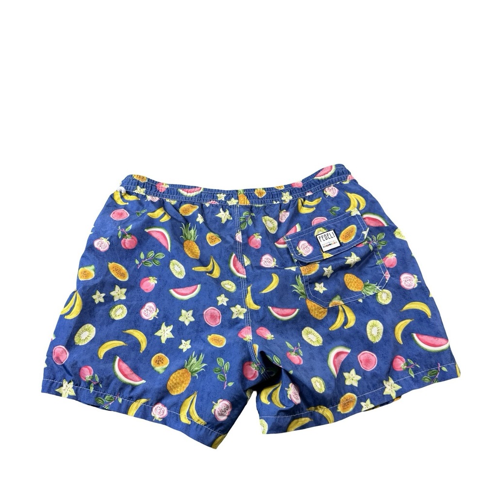 Fedeli Blue Fruit AOP Mesh Lined Mens Swimtrunk Size Large Italy